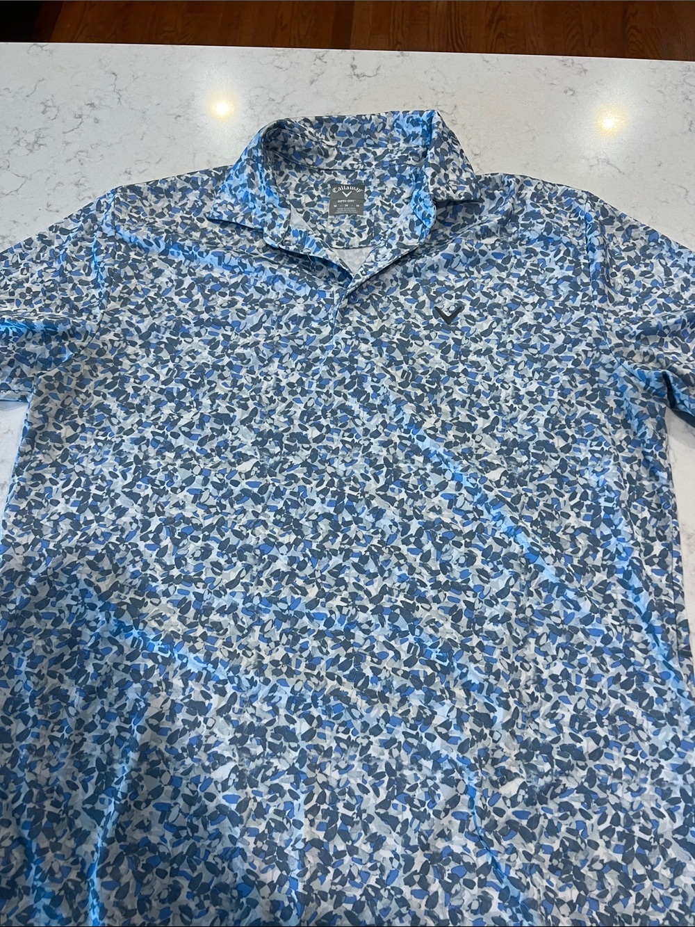 Callaway Blue/Cream Abstract Print Polo